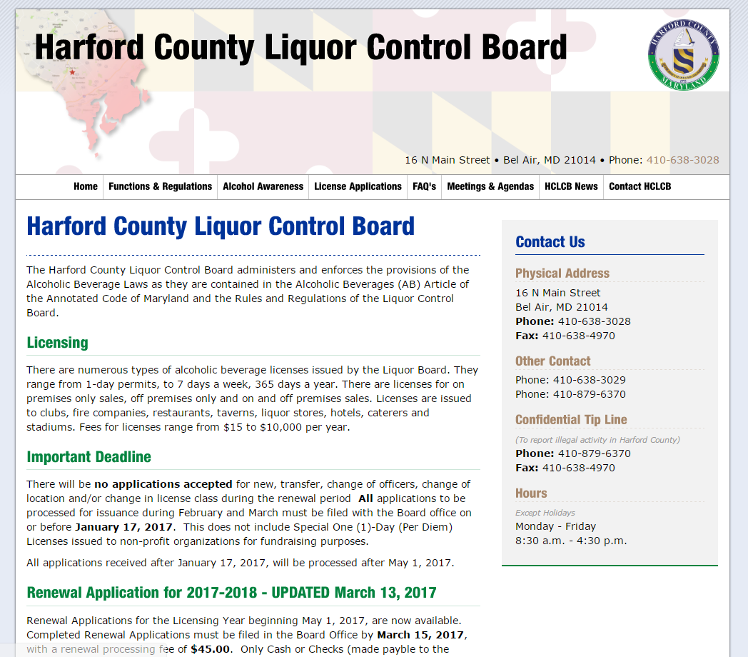 Harford County Liquor Control Board Web Site